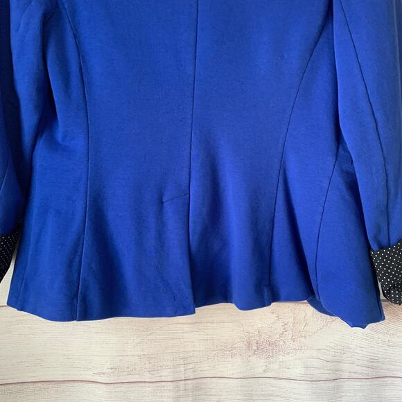Apt. 9 Blue Blazer Jacket with Polka Dot Roll Cuff Button Closure Size XS - Picture 7 of 12
